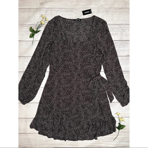 EXPRESS Square Neck Ruffle Wrap Dress - Picture 3 of 16